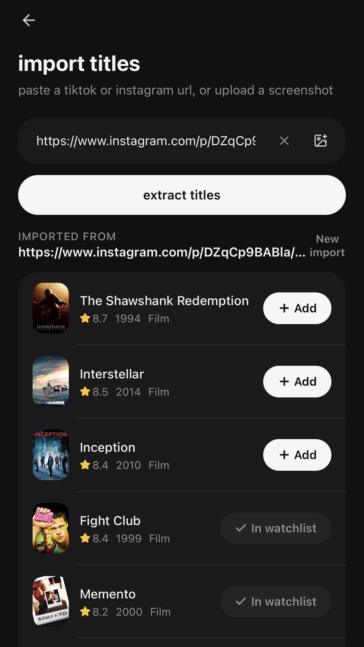 reelist import screen