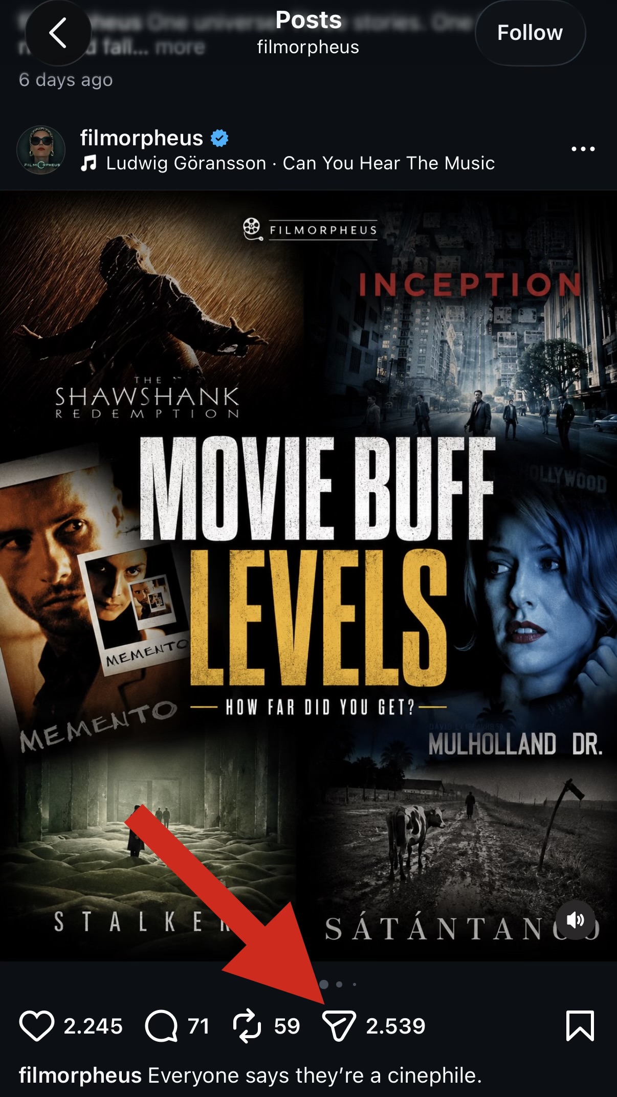 Instagram movie recommendation post